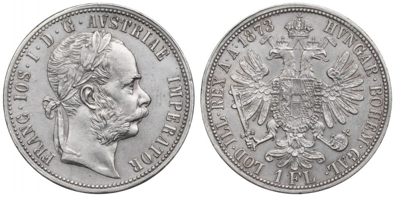 Austria-Hungary, Franz Joseph I, 1 florin 1873 Atrakcyjny połyskowy floren. 
Gr...