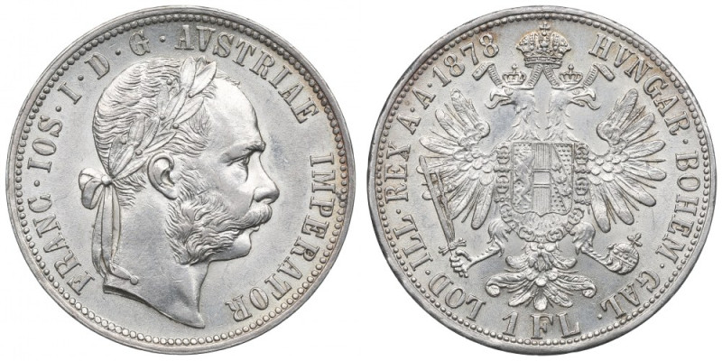 Austria-Hungary, Franz Joseph I, 1 florin 1878 Piękny, okołomenniczy floren. 
G...