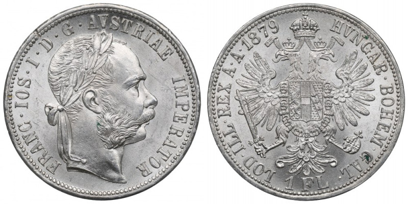 Austria, Franz Joseph, 1 florin 1879 Piękny, okołomenniczy egzemplarz. Reference...