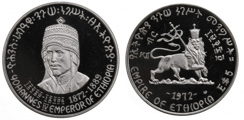 Ethiopia, 5 birr 1972 Piękny przykład rzadkiej i cenionej pozycji. Drobny nalot....