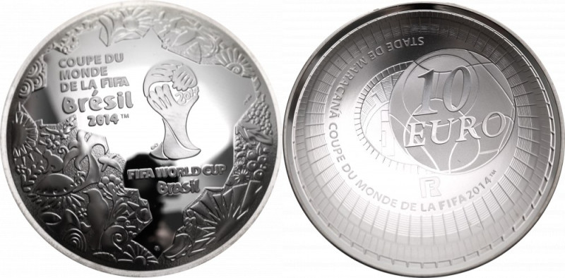 Francja, 10 euro 2014 - mundial Srebro .900, waga katalogowa 22,2 g. 
Grade: UN...