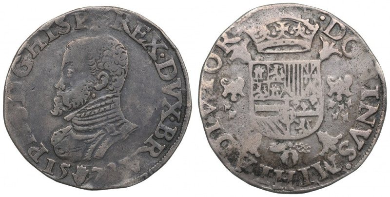 Spanish Netherlands, Brabant,1/2 Patagon 1572 Obiegowy przykład lubianej emisji....