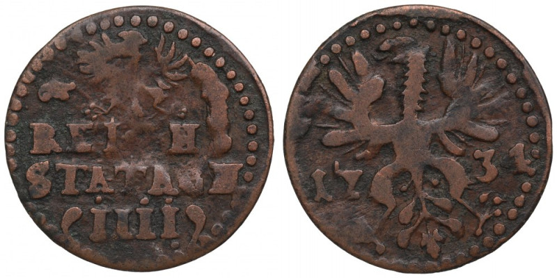 Germany, Aachen, 4 heller 1734 Moneta wybita w nakładzie 150.000 egz. Rzadziej w...