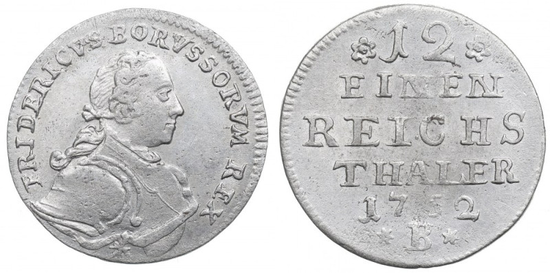 Germany, Preussen, 1/12 thaler 1752 B Bardzo ładnie zachowane detale. Pozycja rz...