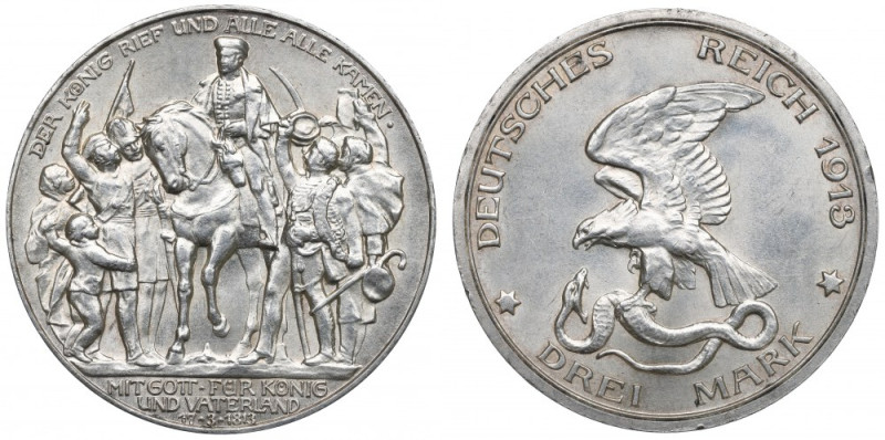 Germany, Preussen, 3 mark 1913 - 100 years of the victory over Napoleon Doskonał...