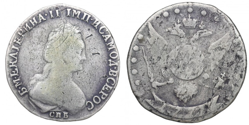 Russia, Catherine II, 15 kopecks 17(?) Obiegowy przykład rzadszej w handlu emisj...