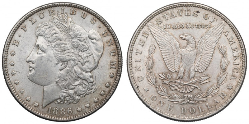 USA, Morgan dollar 1886 Piękny, okołomenniczy przykład morganówki. Reference: Kr...