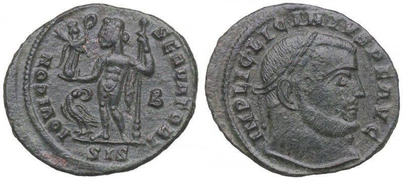 Roman Empire, Licinius I, Follis Siscia Obiegowy egzemplarz. Awers: głowa władcy...