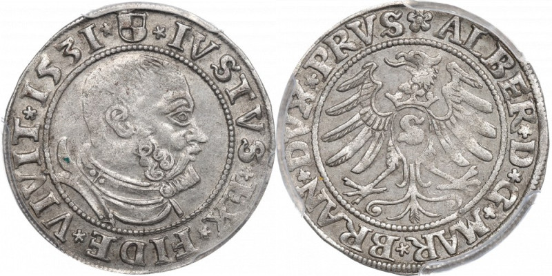 Germany, Preussen, Albrecht Hohenzollern, Groschen 1531, Konigsberg - PCGS AU55 ...