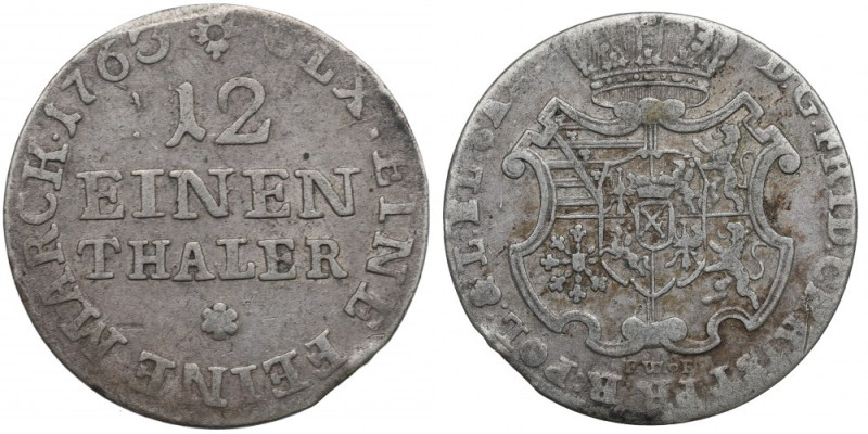 Germany, Saxony, 1/12 thaler 1763 Obiegowy przykład części talara. 
Grade: VF+...