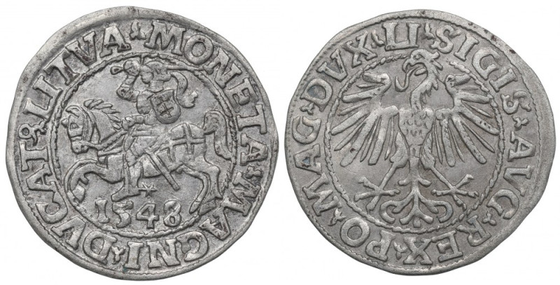 Sigismund II Augustus, Halfgroat 1548, Vilnius Bardzo ładny egzemplarz. Dużo zac...