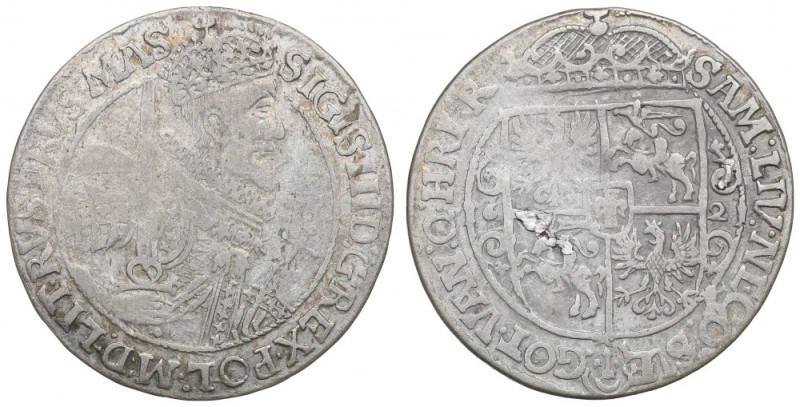 Sigismund III, 18 groschen 1621 PRVS M, Bromberg Ładny, obiegowy egzemplarz. 
R...