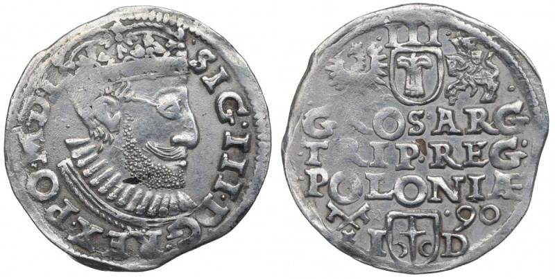 Sigismund III, 3 groschen 1590, Posen Ładny, dobrze wybity egzemplarz.&nbsp; 
R...