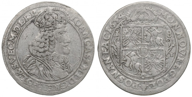 John II Casimir, 18 groschen 1654, Posen Ładny egzemplarz z dobrymi detalami, w ...