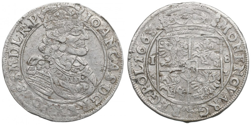 John II Casimir, 18 groschen 1663, Bromberg Ładny egzemplarz. Wady blachy.
 Odm...