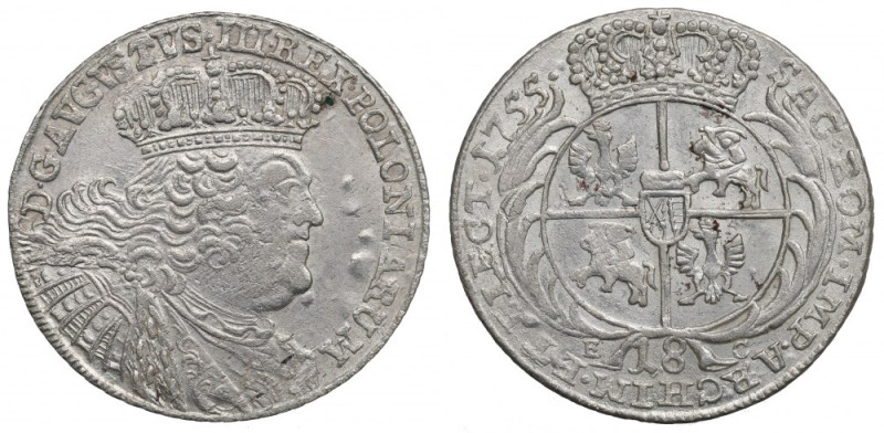 Saxony, Friedrich August II, 18 groschen 1755 Bardzo ładny egzemplarz efraimka. ...