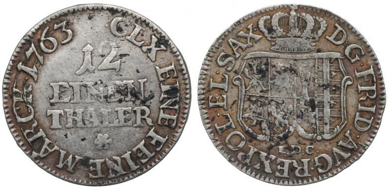 Germany, Saxony, Friedrich August II, 1/12 thaler 1763 Czytelny, obiegowy egzemp...