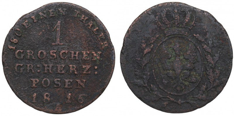 Grand Duchy of Posen, 1 groschen 1816, Berlin Obiegowy, w pełni czytelny egzempl...