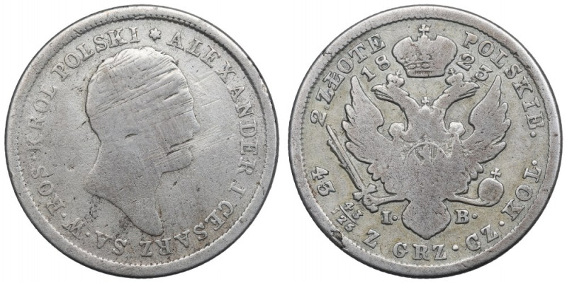 Poland under Russia, Alexander I, 2 zloty 1823 Czytelny egzemplarz. Awers: głowa...