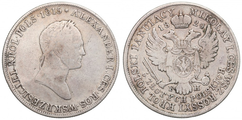 Kingdom of Poland, Nicholas I, 5 zloty 1829 Ładnie zachowany egzemplarz z czytel...