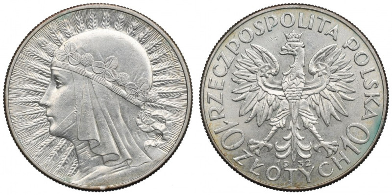 II Republic of Poland, 10 zlotych 1932, Women's Head, London Piękny, okołomennic...