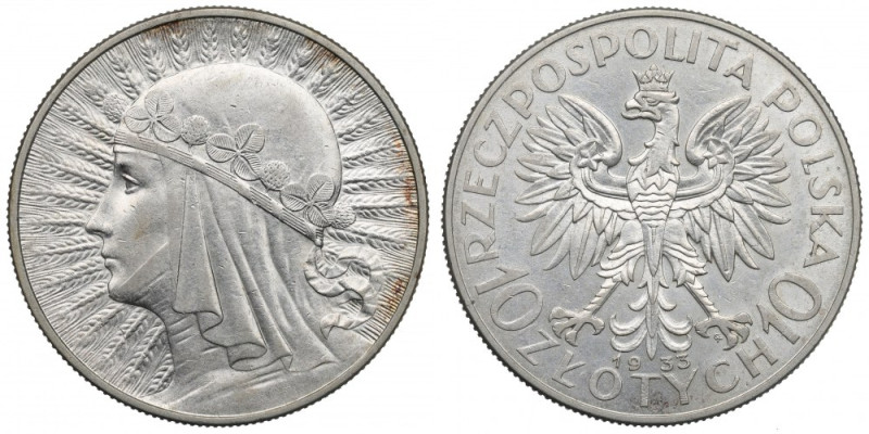 II Republic of Poland, 10 zloty 1933 Polonia Ponadprzeciętny przykład dziesięcio...