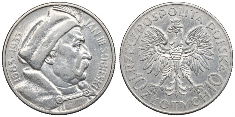 II Republic of Poland, 10 zloty 1933 Sobieski Obiegowy egzemplarz. Nominał wprow...