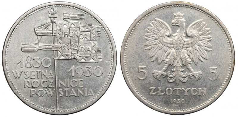 II Republic of Poland, 5 zloty 1930 November uprising Ładny, delikatnie obiegowy...