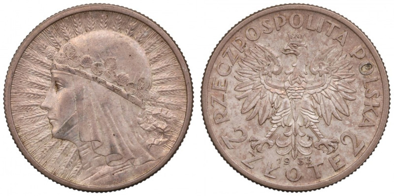 II Republic of Poland, 2 zloty 1933 Polonia Piękny egzemplarz. Pozycja rzadsza w...