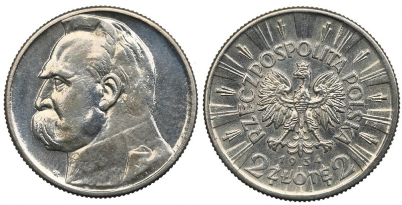 II Republic of Poland, 2 zloty 1934 Pilsudski Ładny, wybłyszczony egzemplarz. No...