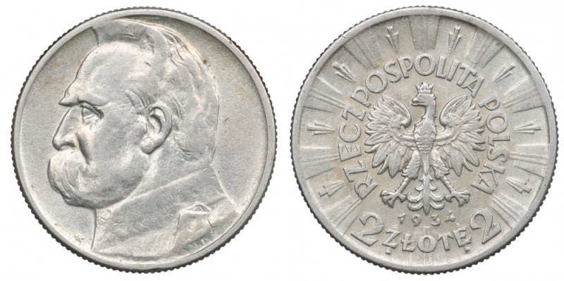 II Republic of Poland, 2 zloty 1934 Pilsudski Ładny, lekko obiegowy egzemplarz. ...