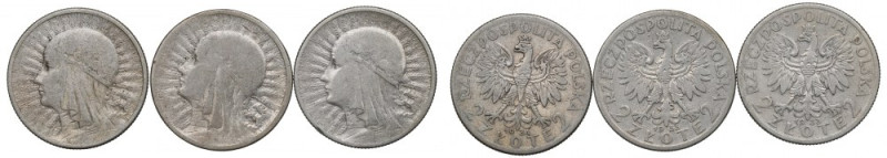 II RP, Zestaw 2 złote 1933-34 Głowa kobiety Obiegowe egzemplarze.