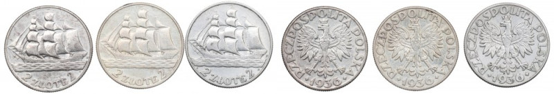 II RP, Zestaw 2 złote 1936 Żaglowiec Ładne egzemplarze.