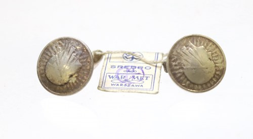 Cufflinks from 2 zlote 1936 ship Klasyczne spinki warszawskiego Warmetu - jednej...