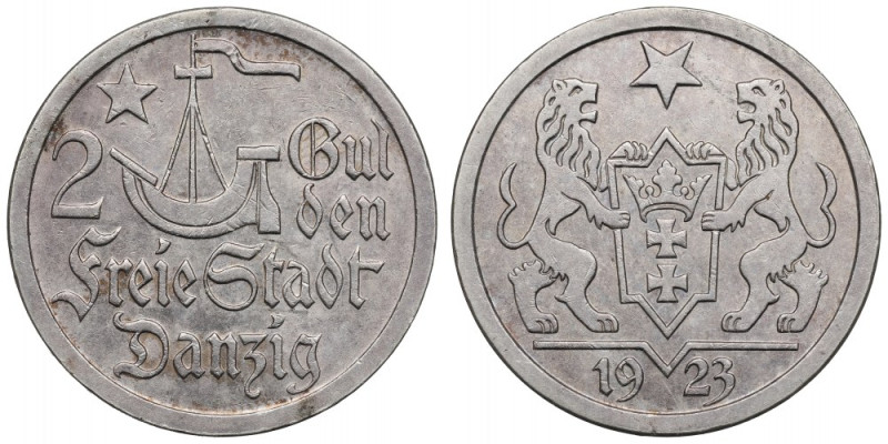 Free City of Danzig, 2 gulden 1923 Ładny egzemplarz.&nbsp; Lubiana emisja. Refer...