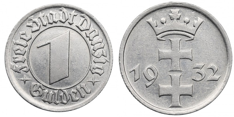 Free City of Danzig, 1 gulden 1932 Lubiana pozycja. Skaleczenia. Reference: Parc...