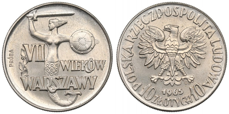 Peoples Republic of Poland, 10 zloty 1965 VII centuries of Warsaw - Specimen CuN...