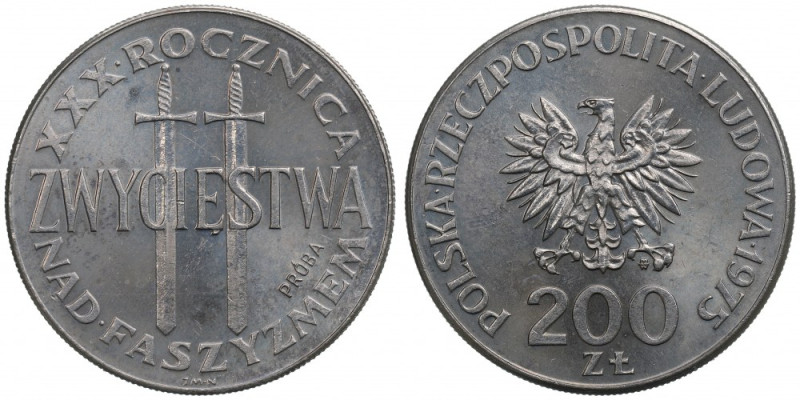 PRL, 200 złotych 1975 XXX Rocznica zwycięstwa - Próba Nikiel Okołomenniczy egzem...