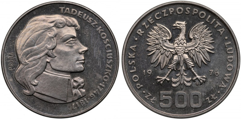 PRL, 500 złotych 1976, Tadeusz Kościuszko, Próba Nikiel Niemal menniczy egzempla...