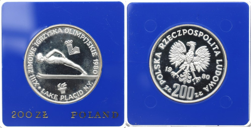 PRL, 200 złotych 1980 - Lake Placid Patyna, ryski, odcisk palca. Reference: Parc...