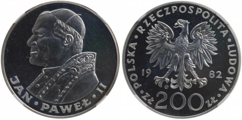 PRL, 100 złotych 1982 Jan Paweł II - Valcambi NGC MS62 DPL Wyśmienity egzemplarz...