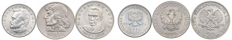 PRL, Zestaw 10-20 złotych 1973-76 Wyselekcjonowane egzemplarze.