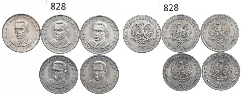 PRL, Zestaw 20 złotych 1974-75 Nowotko Bardzo ładne egzemplarze.