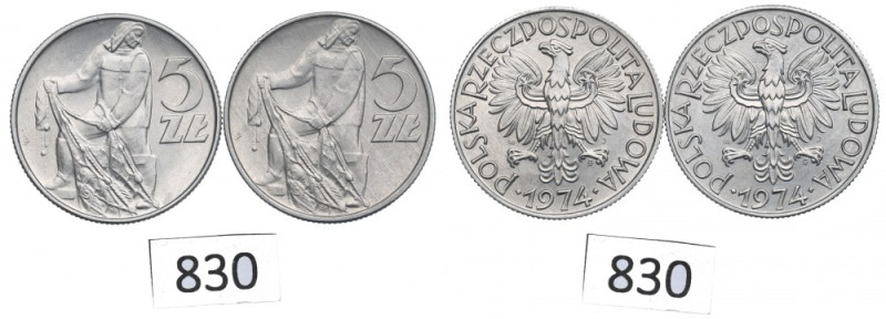 Peoples Republic of Poland, lot 5 zloty 1974 - mint error Piękne egzemplarze. 
...