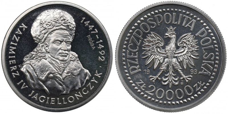 III RP, 20000 złotych 1993, Kazimierz IV Jagiellończyk, Próba Nikiel Menniczy eg...