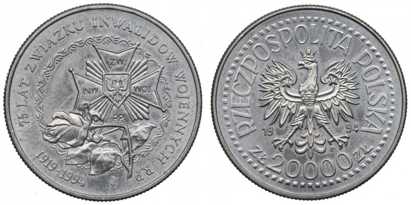 III RP, 20 000 zł, 75 Years of the Polish War Invalid Union Piękny egzemplarz. P...