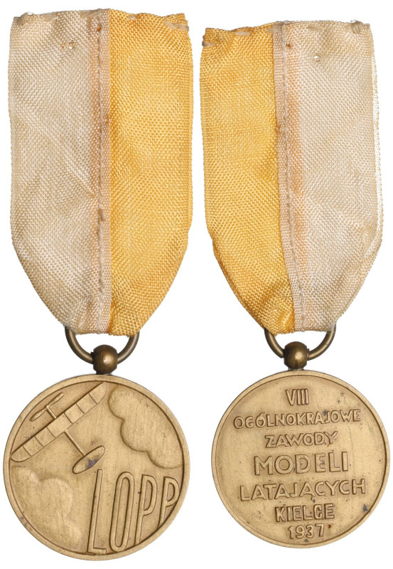 II RP, Medal Zawody Modeli Latających L.O.P.P Kielce 1937 Ciekawsze odznaczenie....