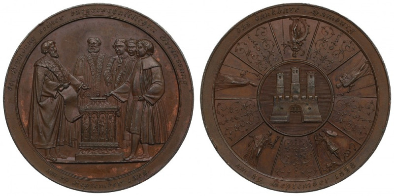 Germany, Hamburg, Medal 1828 Bardzo ładny przykład ciekawszego medalu. Skaleczen...