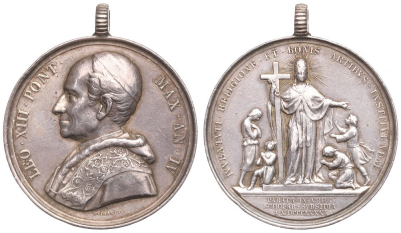 Vatican, Leo XIIII, Medal 1881 Rzadszy medal z dorobionym w epoce uszkiem. Ślady...