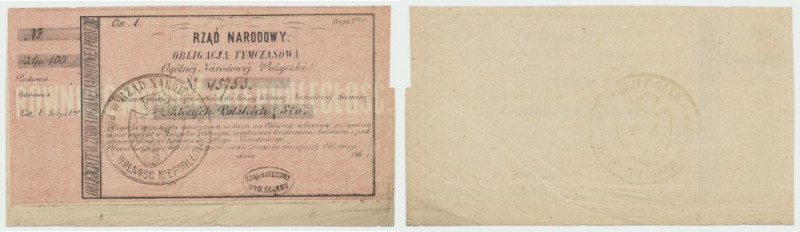 Powstanie Styczniowe, Obligacja tymczasowa 100 złotych 1863 Obligacja tymczasowa...